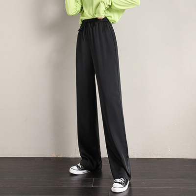 Дамски панталон - широк модел с връзки и ластична талия 