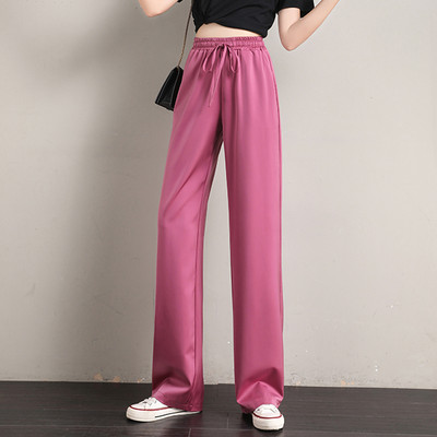 Дамски панталон - широк модел с връзки и ластична талия 