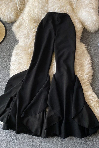 Model nou de pantaloni de dama cu talie inalta - in negru