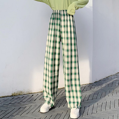 Нов модел дамски кариран панталон с ластична талия