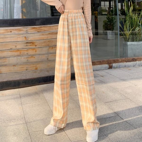 Нов модел дамски кариран панталон с ластична талия 