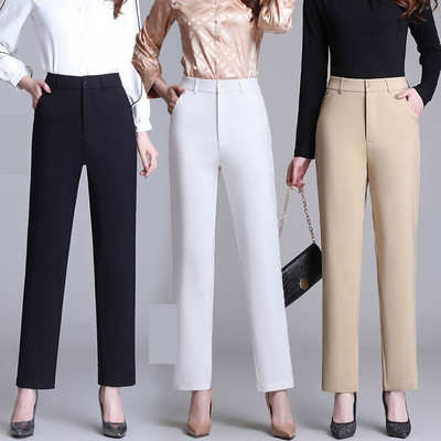 Дамски елегантен прав панталон с джобове