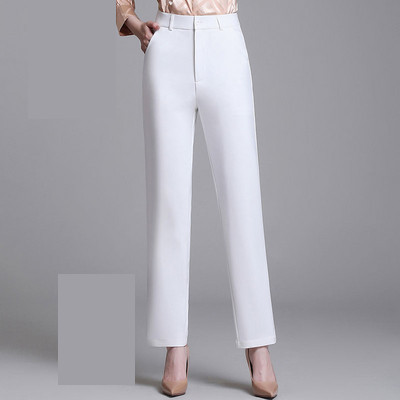 Дамски елегантен прав панталон с джобове