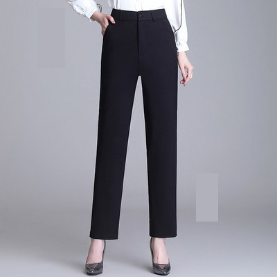 Дамски елегантен прав панталон с джобове