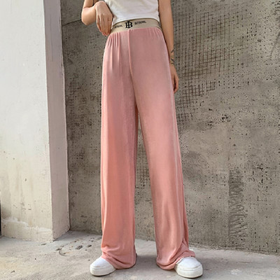 Дамски широк панталон с ластична талия в няколко цвята