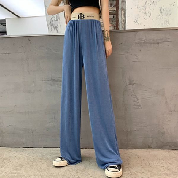 Дамски широк панталон с ластична талия в няколко цвята