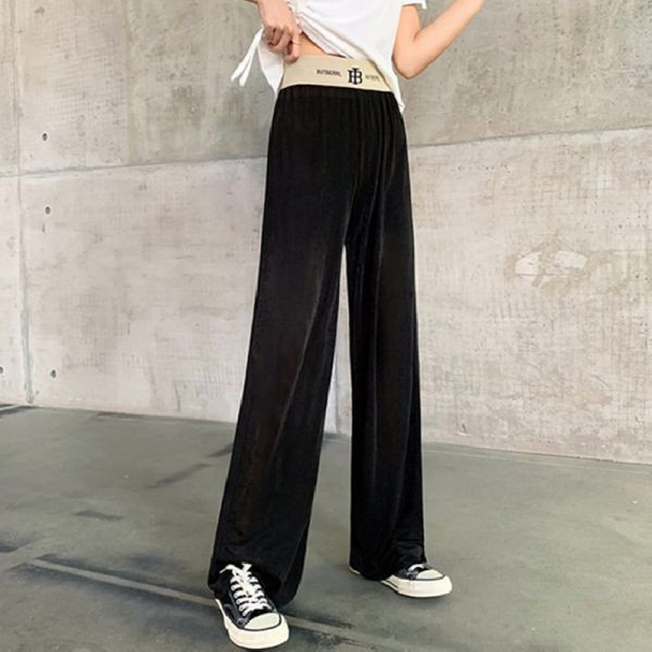 Дамски широк панталон с ластична талия в няколко цвята