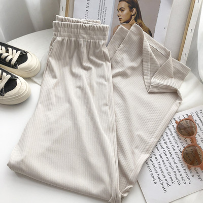 Pantaloni casual dama-stil retro cu talie inalta