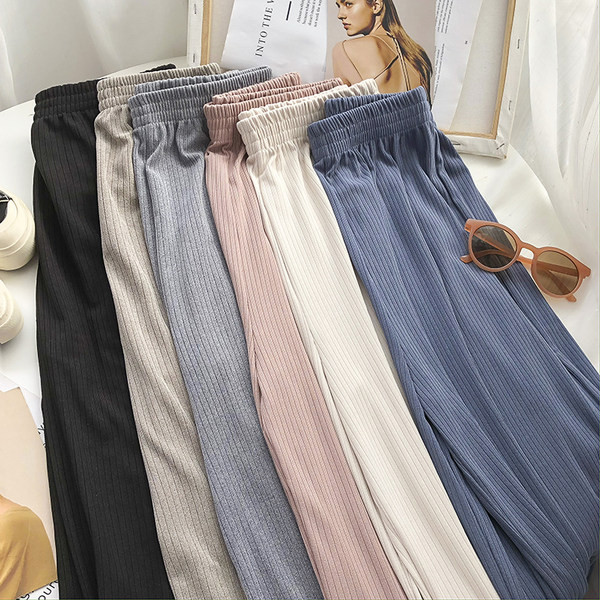 Pantaloni casual dama-stil retro cu talie inalta