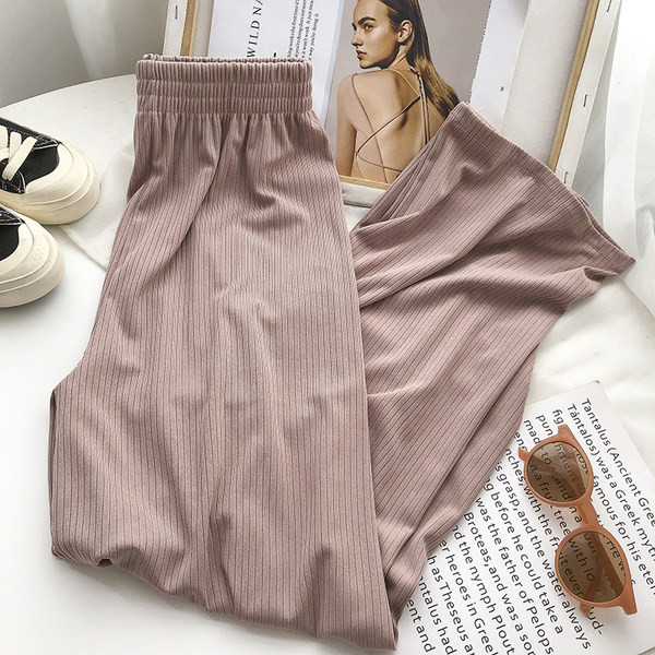 Pantaloni casual dama-stil retro cu talie inalta