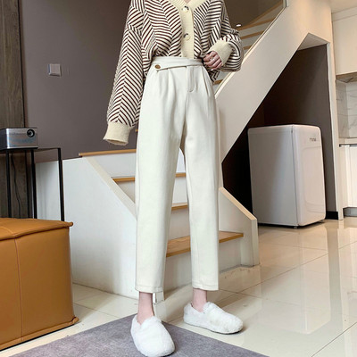 Ежедневен дамски панталон с висока талия в черен и бежов цвят