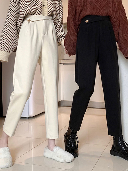 Ежедневен дамски панталон с висока талия в черен и бежов цвят