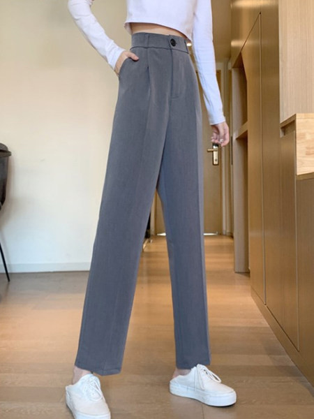 Дамски ежедневен панталон с висока талия -прав модел