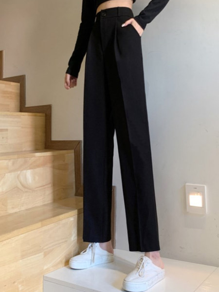 Дамски ежедневен панталон с висока талия -прав модел