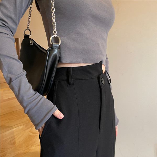 Pantaloni drepti de damă cu fante pe picioare