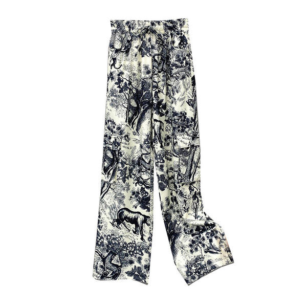 Дамски дълъг панталон с флорални мотиви 