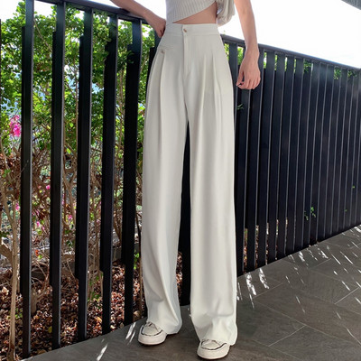 Дамски ежедневен панталон с висока талия -широк модел
