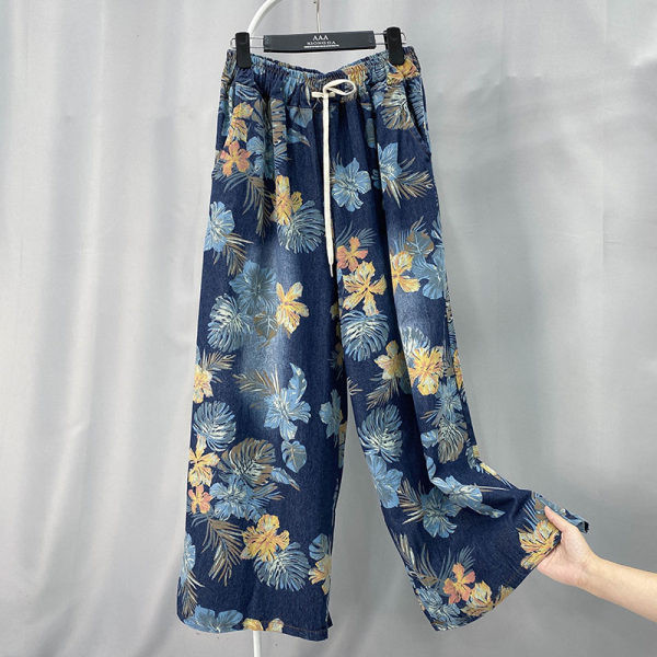 Pantaloni de dama in stil retro cu talie inalta si cravate