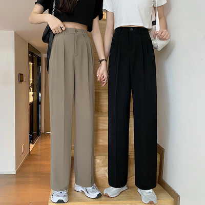 Дамски широк панталон с висока талия два цвята