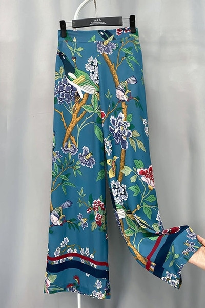 Pantaloni casual dama cu motive florale
