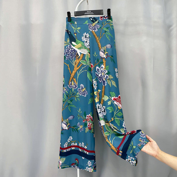 Pantaloni casual dama cu motive florale