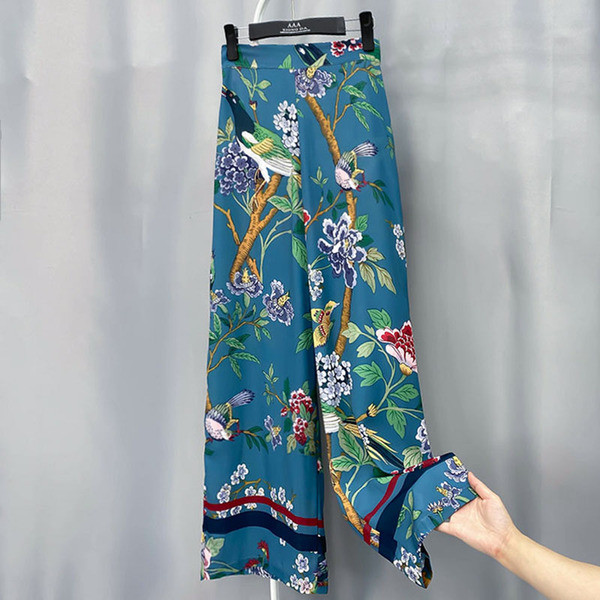 Pantaloni casual dama cu motive florale