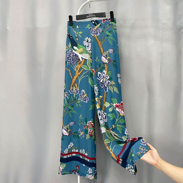 Pantaloni casual dama cu motive florale