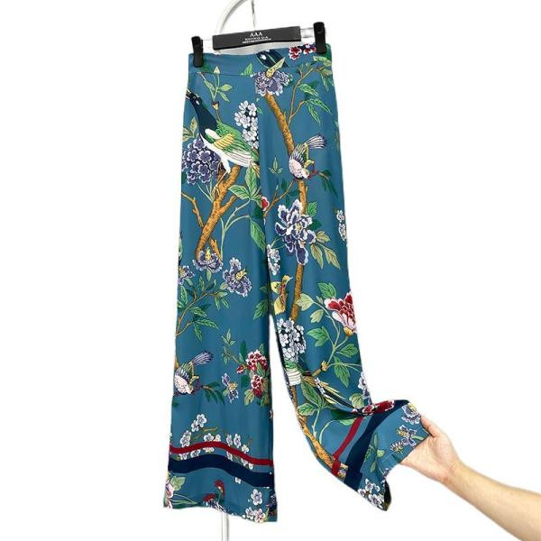 Pantaloni casual dama cu motive florale