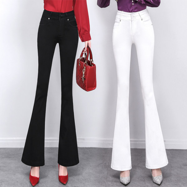 Pantaloni de damă cu talie înaltă și picioare largi