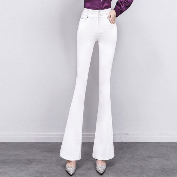 Pantaloni de damă cu talie înaltă și picioare largi