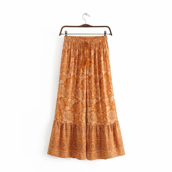 Pantaloni largi casual cu talie elastica