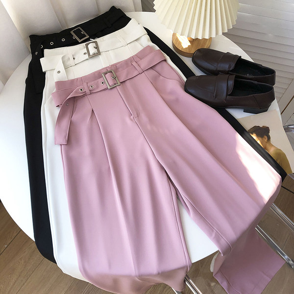 Pantaloni eleganti de dama cu curea