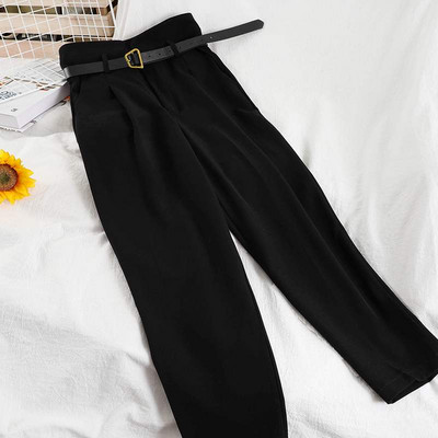 Дамски панталон с висока  талия и колан