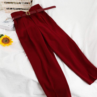 Дамски панталон с висока  талия и колан