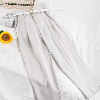 Дамски панталон с висока  талия и колан