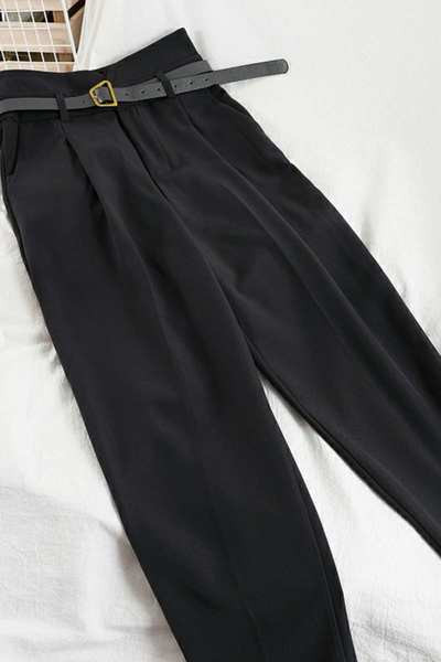 Дамски панталон с висока  талия и колан