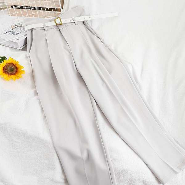 Дамски панталон с висока  талия и колан