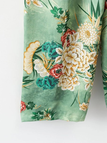 Pantaloni largi de dama cu bustiera si model floral