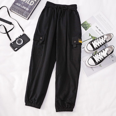 Pantaloni casual cu buzunare si cravate