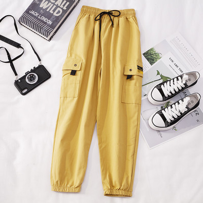 Pantaloni casual cu buzunare si cravate