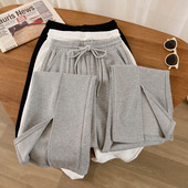 Pantaloni casual dama cu talie elastica si cravate in mai multe culori