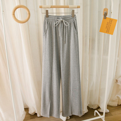 Pantaloni casual dama cu talie elastica si cravate in mai multe culori