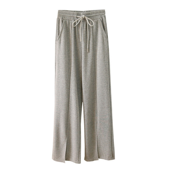 Pantaloni casual dama cu talie elastica si cravate in mai multe culori