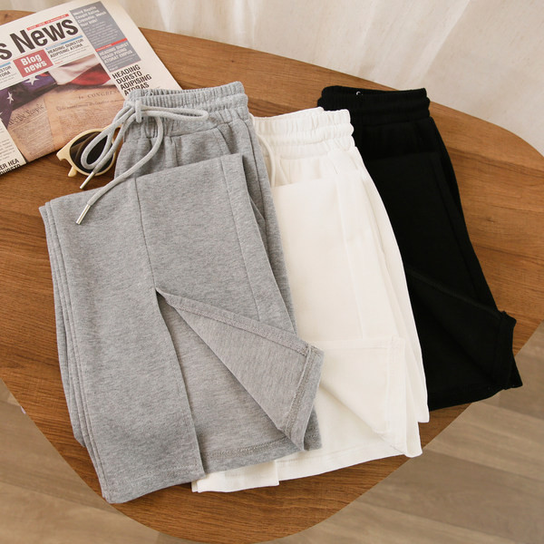 Pantaloni casual dama cu talie elastica si cravate in mai multe culori