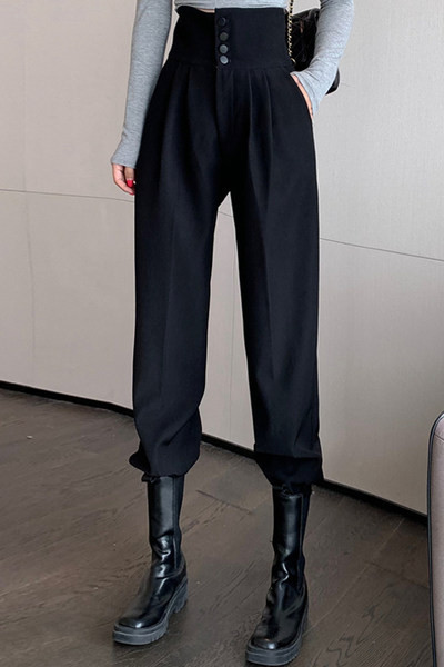 Νέο μοντέλο γυναικείο παντελόνι με ψηλή μέση - καφέ και μαύρο χρώμα