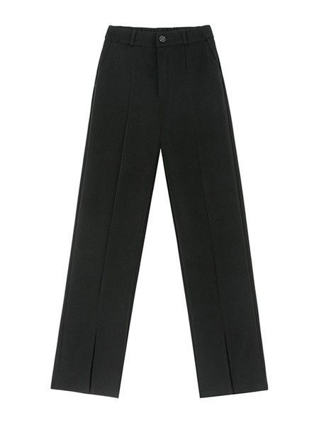 Moteriškos plataus modelio kelnės su sagomis ir skeltukais ant kojų