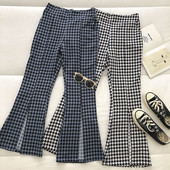 Дамски панталон ретро стил с висока талия и цепки