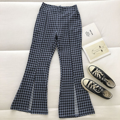 Дамски панталон ретро стил с висока талия и цепки