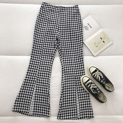 Дамски панталон ретро стил с висока талия и цепки