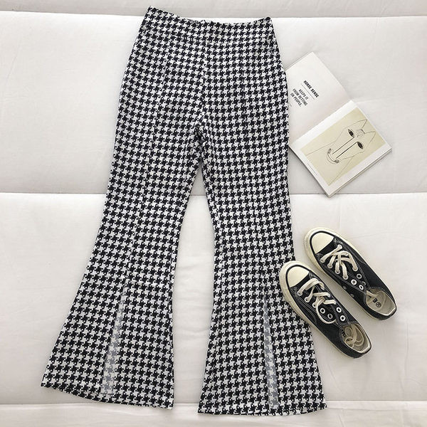 Дамски панталон ретро стил с висока талия и цепки